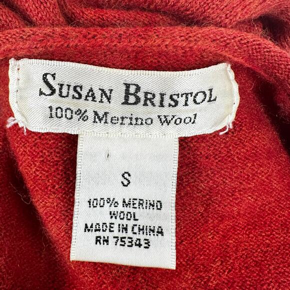 Susan Bristol 100% Merino Wool Sweater Rust Size Small Crew Pullover Classic - Picture 6 of 8